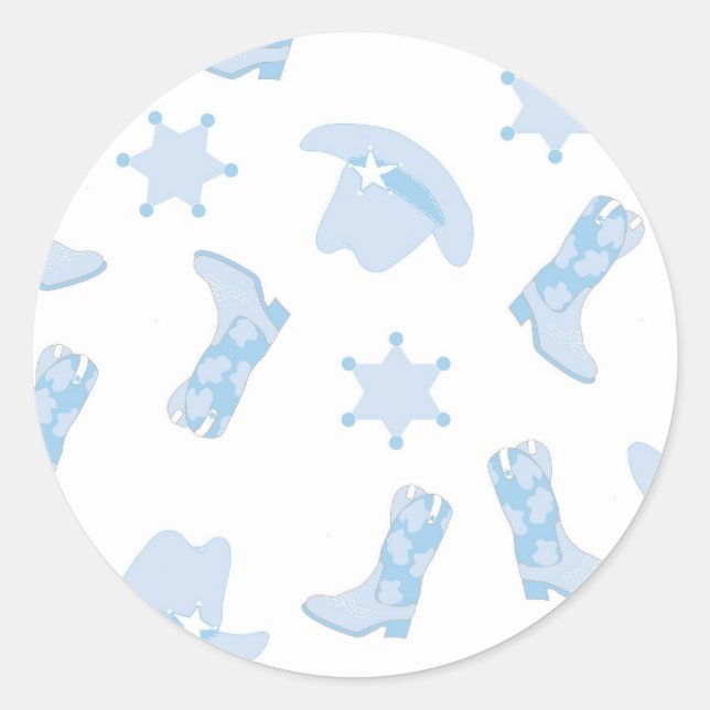 Blue Cowboy Hats Cowboy Boots Boys Cowboy Classic Round Sticker (Front)