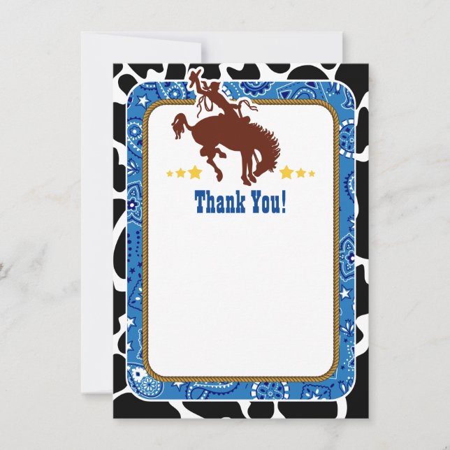 Blue Cowboy Thank You Notes (Front)