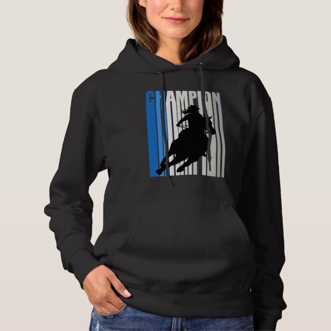Blue Cowgirl Champion Horse Riding Barrel Racing W Hoodie (Front)
