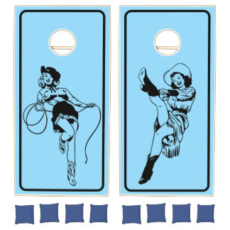 Blue Cowgirl Cornhole Set