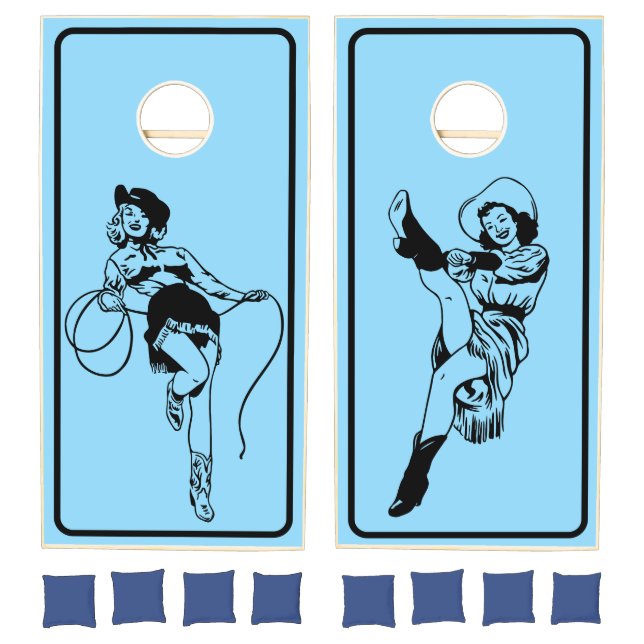 Blue Cowgirl Cornhole Set (Set)
