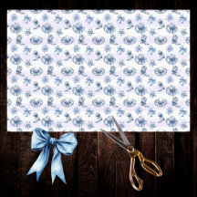 Blue Cowgirl Toile Chinoiserie on Purple Stripes