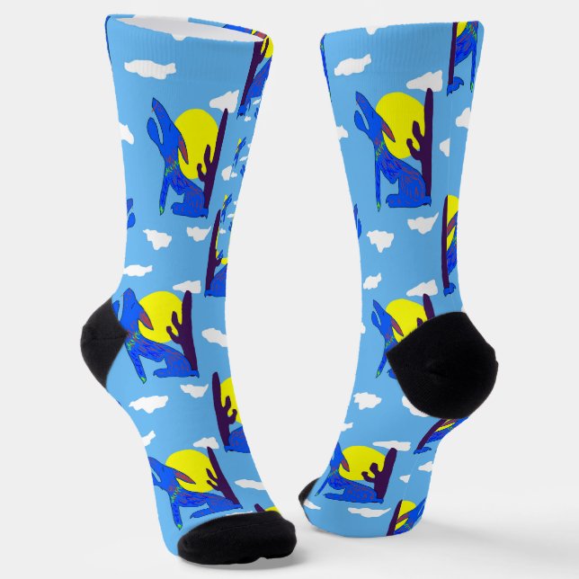 Blue Coyote Socks (Angled)