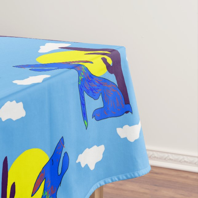 Blue Coyote Table Cloth (In Situ)