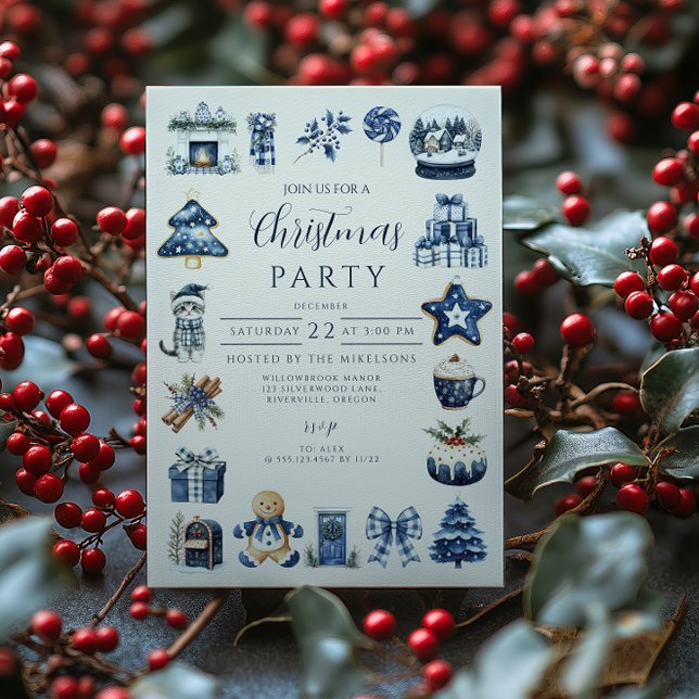 Blue Cozy Christmas Invitation (Creator Uploaded)
