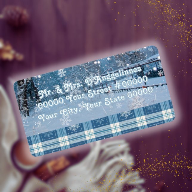 Blue Cozy Plaid Winter Address Label (Creator Uploaded)