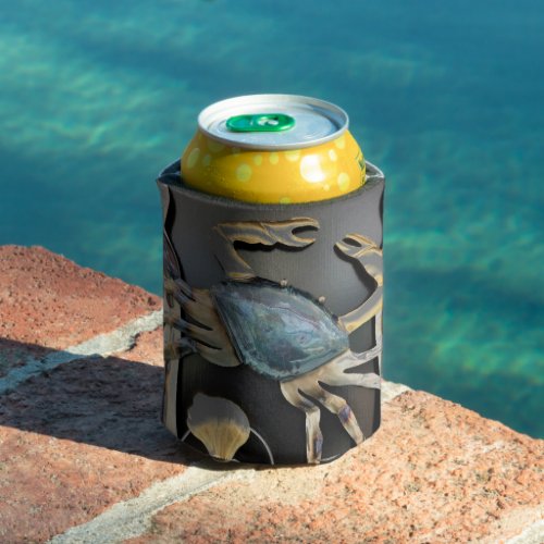 Blue Crab  Abstract Art Can Cooler