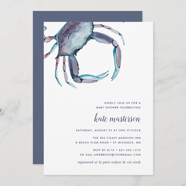 Blue Crab Baby Shower Invitation (Front/Back)