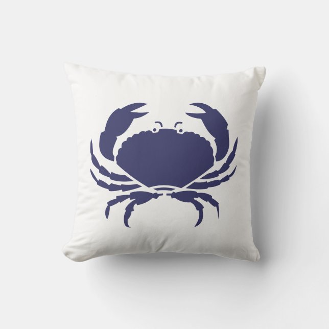 Blue Crab ~ Beach House Throw Pillow (Front)
