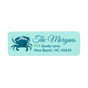 Blue Crab Beach Theme Return Address Label