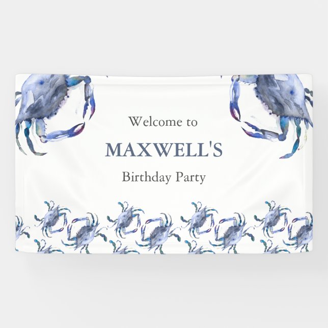 Blue Crab Birthday Banner (Horizontal)