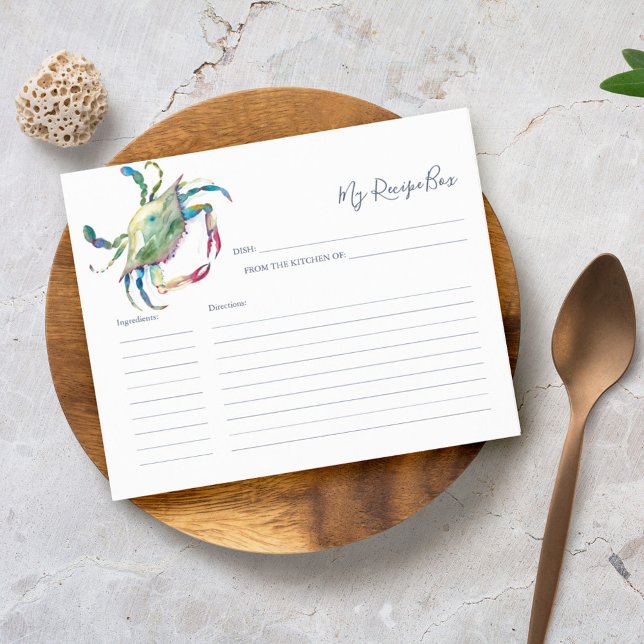 Blue Crab Blank Recipe Card Template (Creator Uploaded)