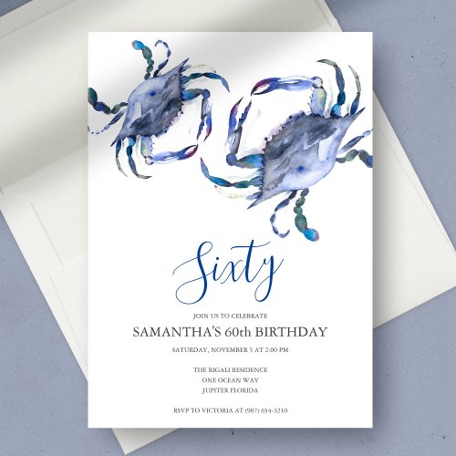 Blue Crab Boil 60th Birthday  Invitation