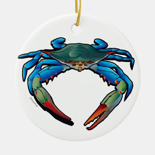 Blue Crab Ceramic Ornament (Front)