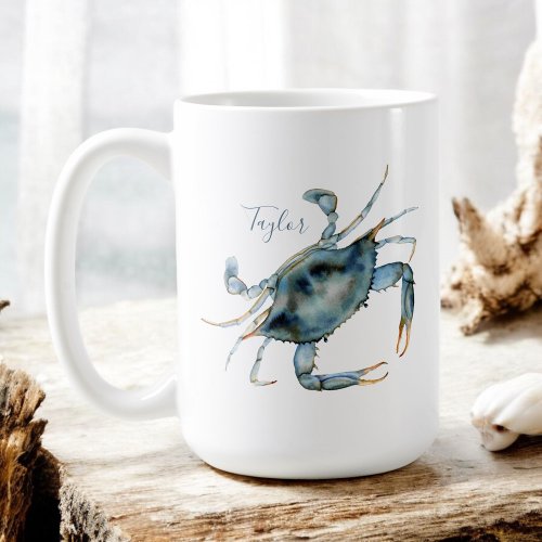 Blue Crab Coastal Delicacy with Your Name Coffee Mug