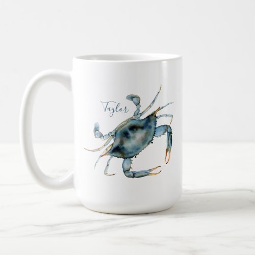 Blue Crab Coastal Delicacy with Your Name Coffee Mug