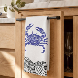 Blue Crab Coastal – Nautical Minimalist Kitchen Towel