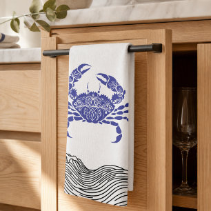 Blue Crab Coastal – Nautical Minimalist Kitchen Towel