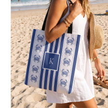 Blue Crab Coastal Nautical Monogram