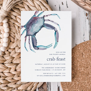 Blue Crab   Coastal Summer Seafood Crab Feast Invitation
