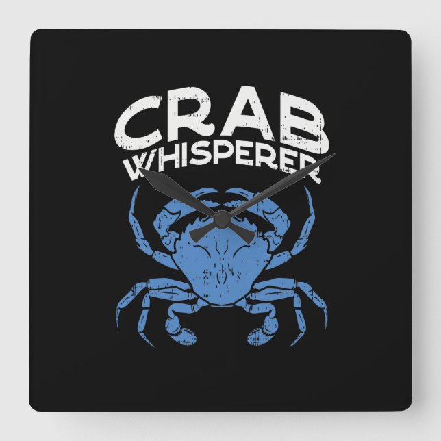 Blue Crab - Crab Whisperer Square Wall Clock (Front)