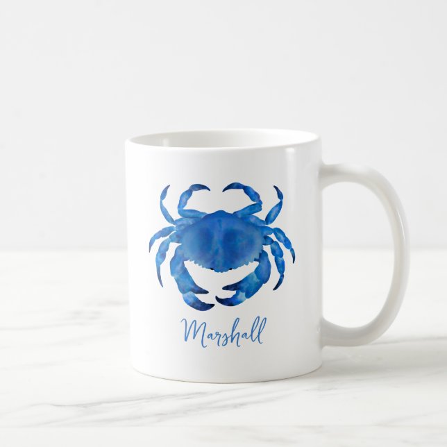 Blue Crab Crustacean Beach Coffee Mug (Right)