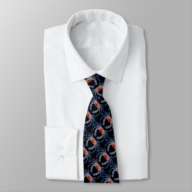 Blue Crab Design Men's Tie (Tied)