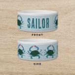Blue Crab Dog Cat Pet<br><div class="desc">This Pet Bowl celebrates the Blue Crab. Super cute crab themed customizable pet bowl for your dog or cat. Perfect for a beach house too.</div>