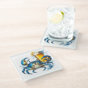 Blue Crab Glass Coaster