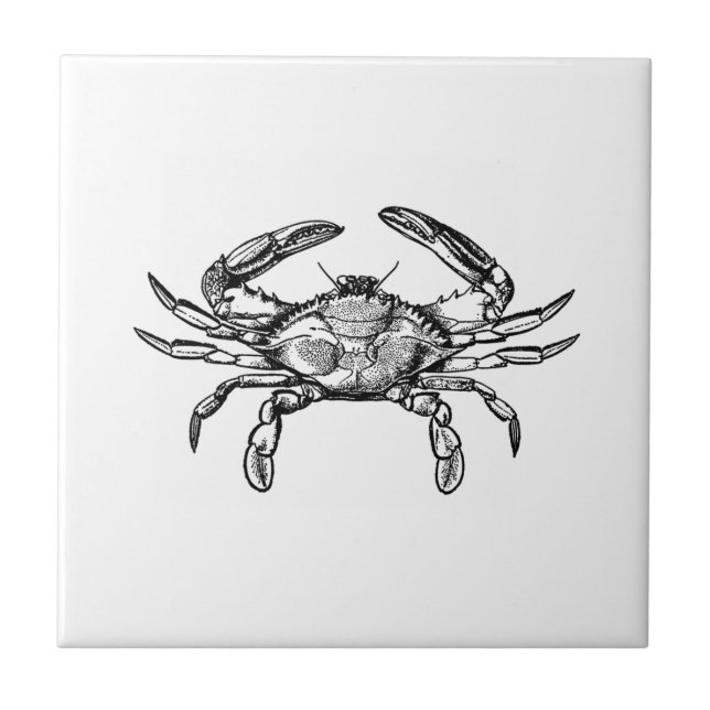 Blue Crab Logo (black and white) Ceramic Tile (Front)