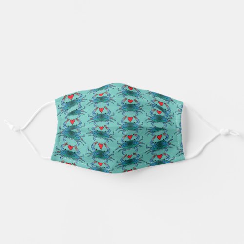 Blue Crab Lover Seafood Pattern Adult Cloth Face Mask