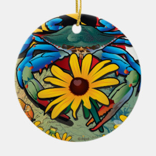 Blue Crab Maryland Black-eyed Susan Ceramic Ornament