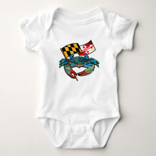 Blue Crab Maryland flag Baby Bodysuit