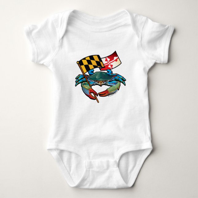 Blue Crab Maryland flag Baby Bodysuit (Front)