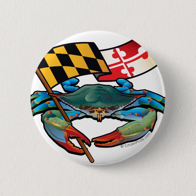 Blue Crab Maryland flag Button (Front)