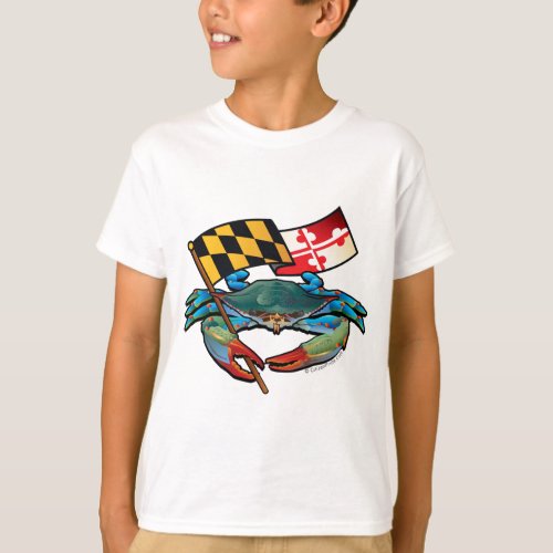 Blue Crab Maryland flag T_Shirt