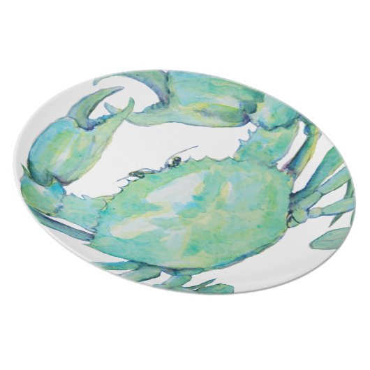 Blue Crab Melamine Plate (Right Side)