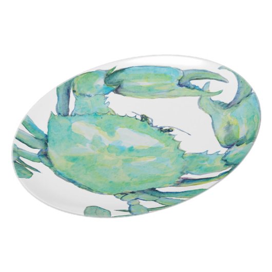 Blue Crab Melamine Plate (Left Side)