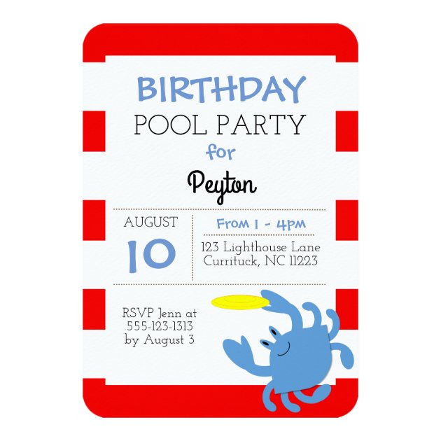 Blue Crab Nautical All Occasion Invitation