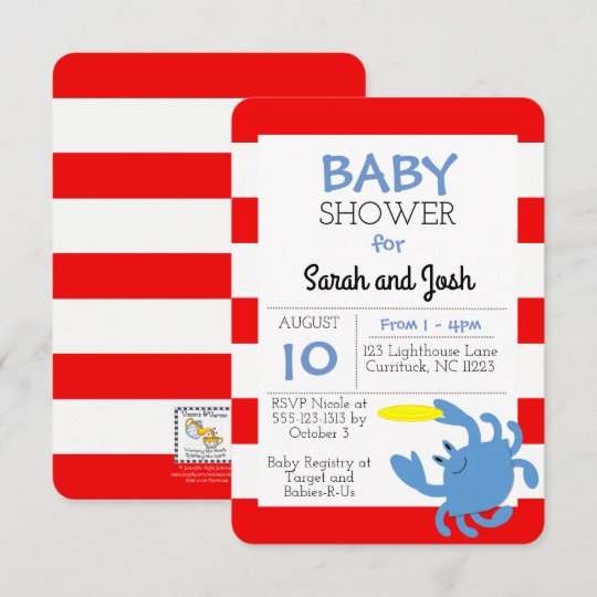 Blue Crab Nautical Baby Shower Invitation | Zazzle.com