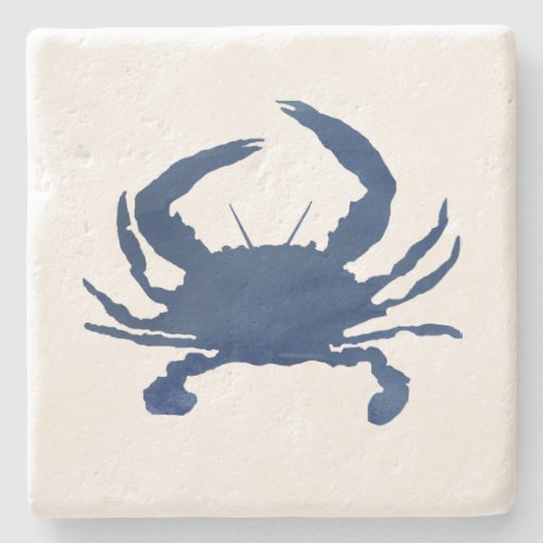 Blue Crab Nautical Sailboat Marble Stone Coaster