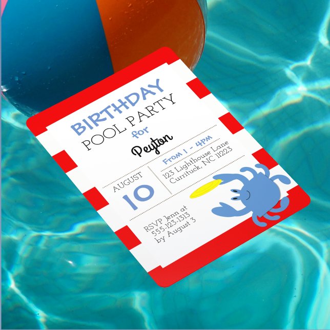 Blue Crab Nautical Summer Party Invitation (Creator Uploaded)