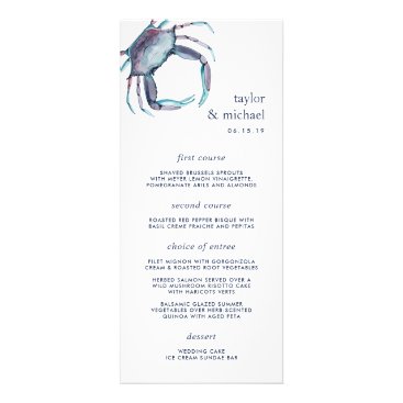 Blue Crab | Nautical Wedding Menu Card Blue Crab | Nautical Wedding Menu Card