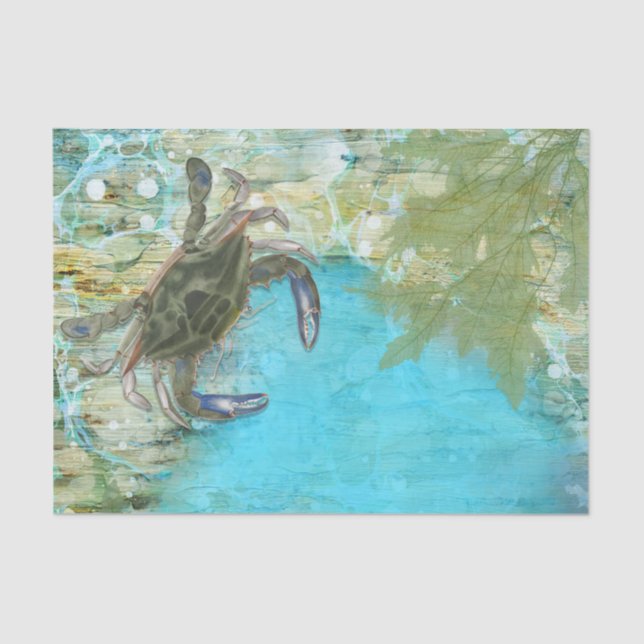 Blue Crab Ocean Fishing  Tissue Paper (Front)