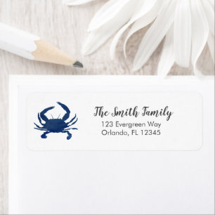 Blue Crab Ocean Painting Art Address Label