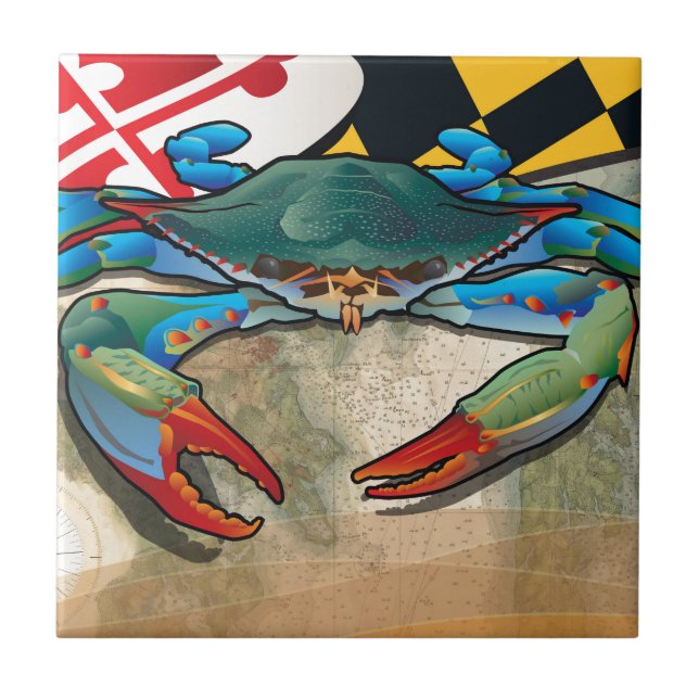 Blue Crab of Maryland Ceramic Tile (Front)