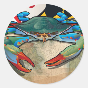 Blue Crab of Maryland Classic Round Sticker