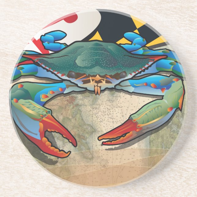 Blue Crab of Maryland Drink Coaster (Front)