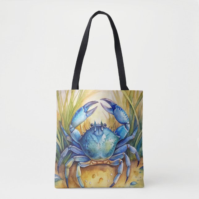 Blue Crab on a Beach Tote Bag (Front)