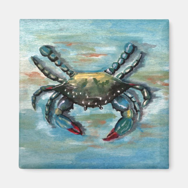 Blue Crab on Blue Magnet (Front)